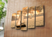 Quadro Decorativo em Canvas Suede 100% (5 Peças) Multicolor 70x105 cm | Moldura Madeira 3 cm | 5PATK-24