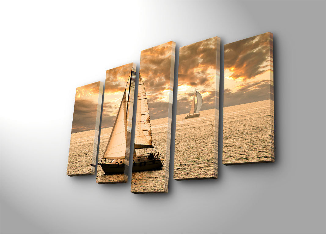 Quadro Decorativo em Canvas Suede 100% (5 Peças) Multicolor 70x105 cm | Moldura Madeira 3 cm | 5PATK-24