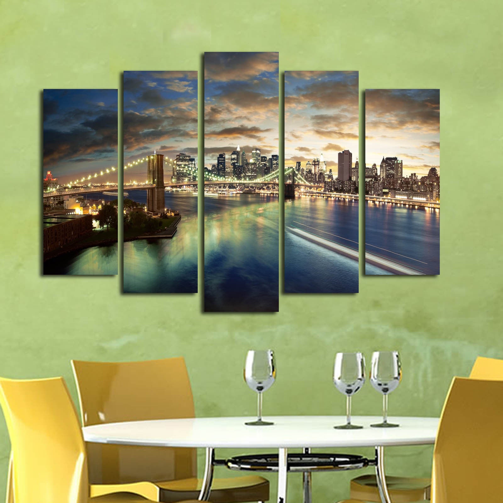 Quadro Decorativo em Tela Suede Multicolor 5 Peças com Moldura de Madeira, 70 x 105 cm (5PATK-25)