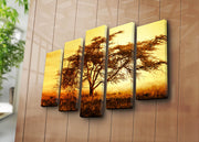 Quadro Decorativo em Tela 5 Peças Multicolor 70x105 cm | Suede 100% e Moldura de Madeira (3 cm)