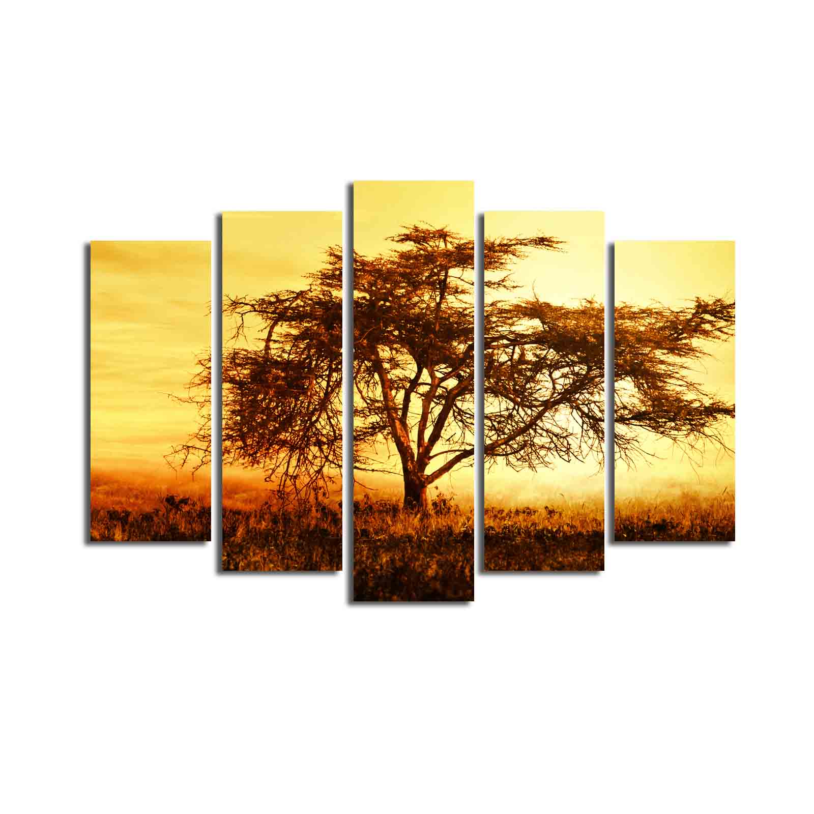 Quadro Decorativo em Tela 5 Peças Multicolor 70x105 cm | Suede 100% e Moldura de Madeira (3 cm)