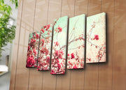 Quadro Decorativo em 5 Peças Multicolor (70x105 cm) – Tela Suede 100% com Moldura de Madeira 3 cm