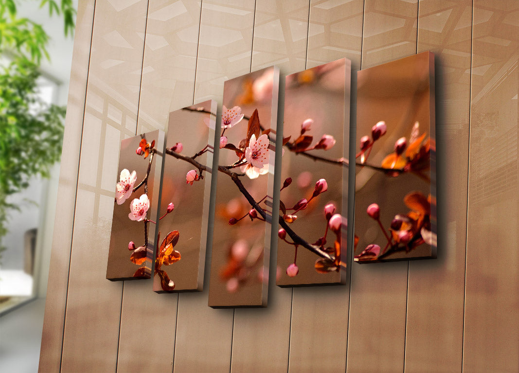 Quadro Decorativo em Tela (5 Peças) Multicolor 70 x 105 cm | Tela Suede 100% | Moldura de Madeira 3 cm – 5PATK-28