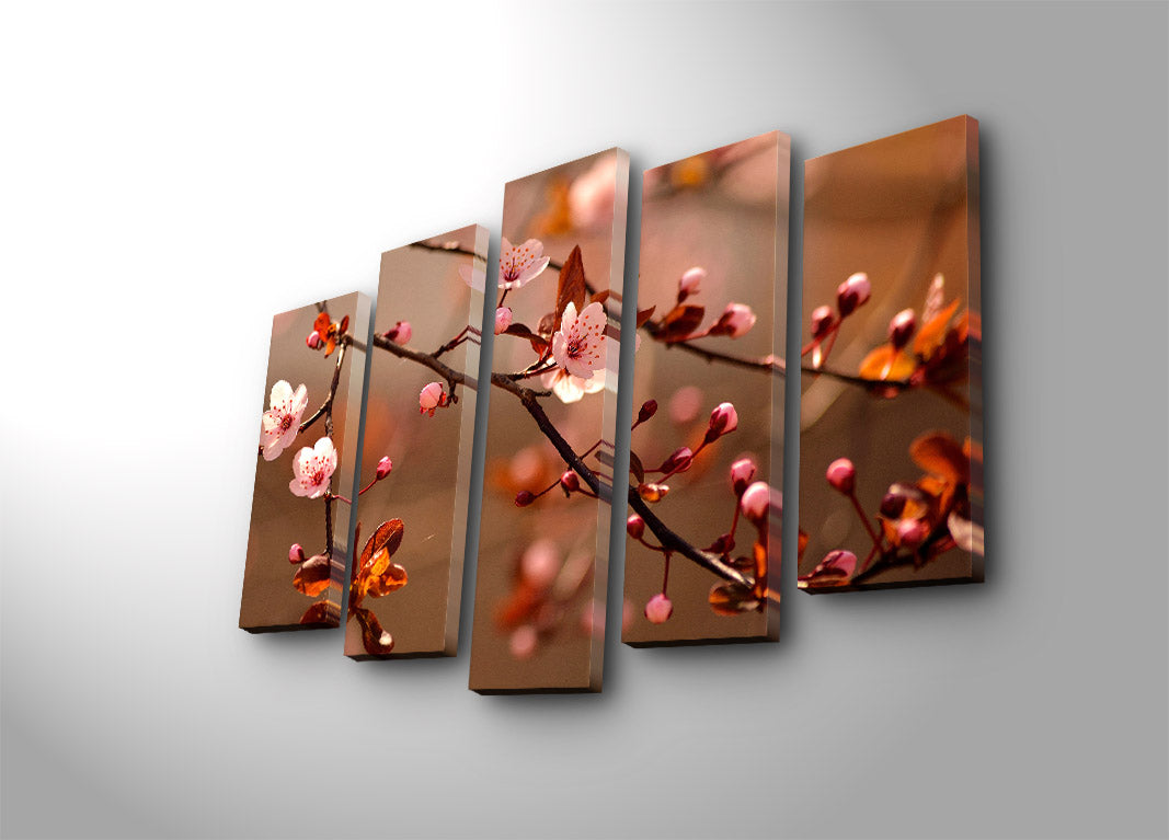 Quadro Decorativo em Tela (5 Peças) Multicolor 70 x 105 cm | Tela Suede 100% | Moldura de Madeira 3 cm – 5PATK-28