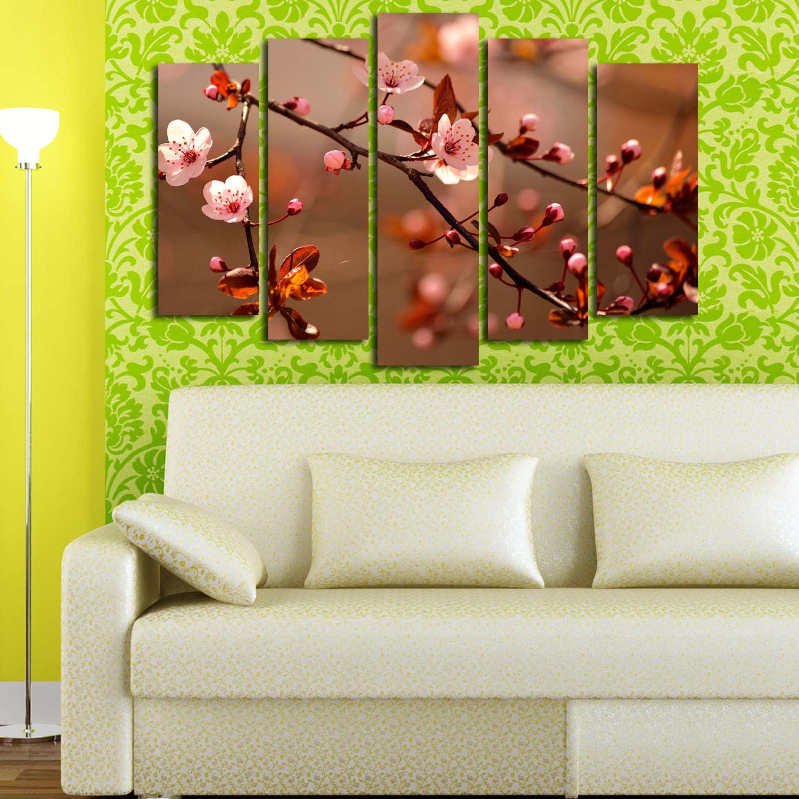 Quadro Decorativo em Tela (5 Peças) Multicolor 70 x 105 cm | Tela Suede 100% | Moldura de Madeira 3 cm – 5PATK-28