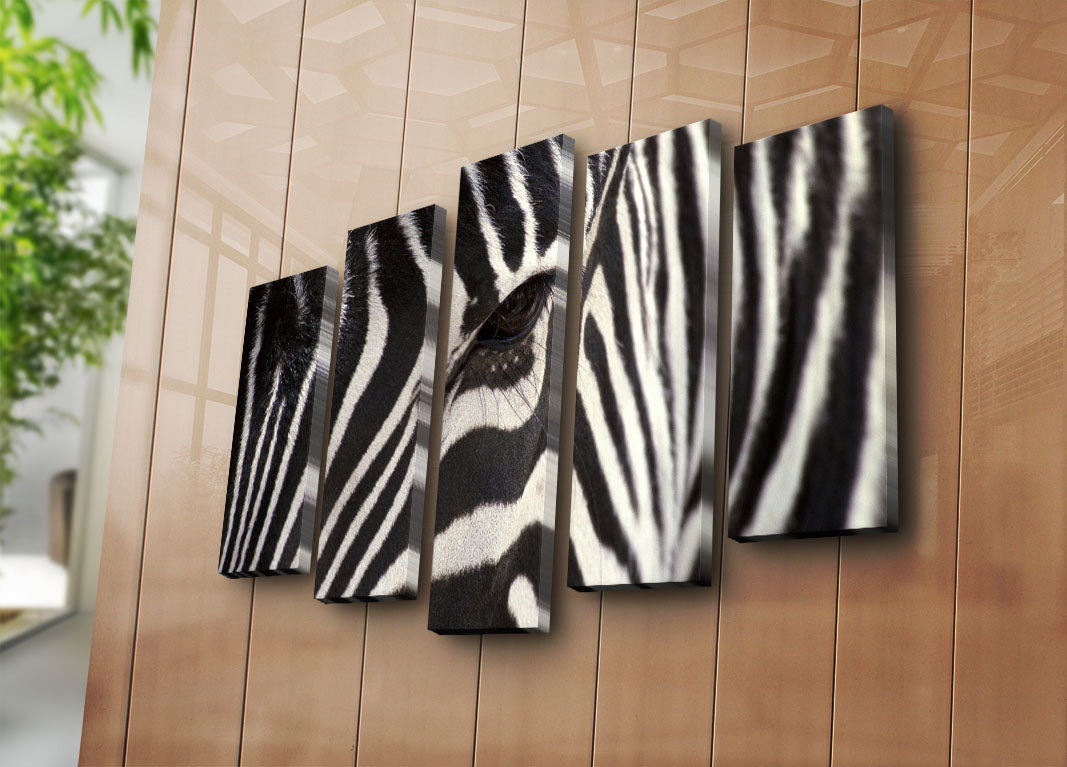 Quadro Decorativo em Tela Multicolor (Conjunto 5 Peças) – Camurça 100% com Moldura de Madeira, 70 x 105 cm