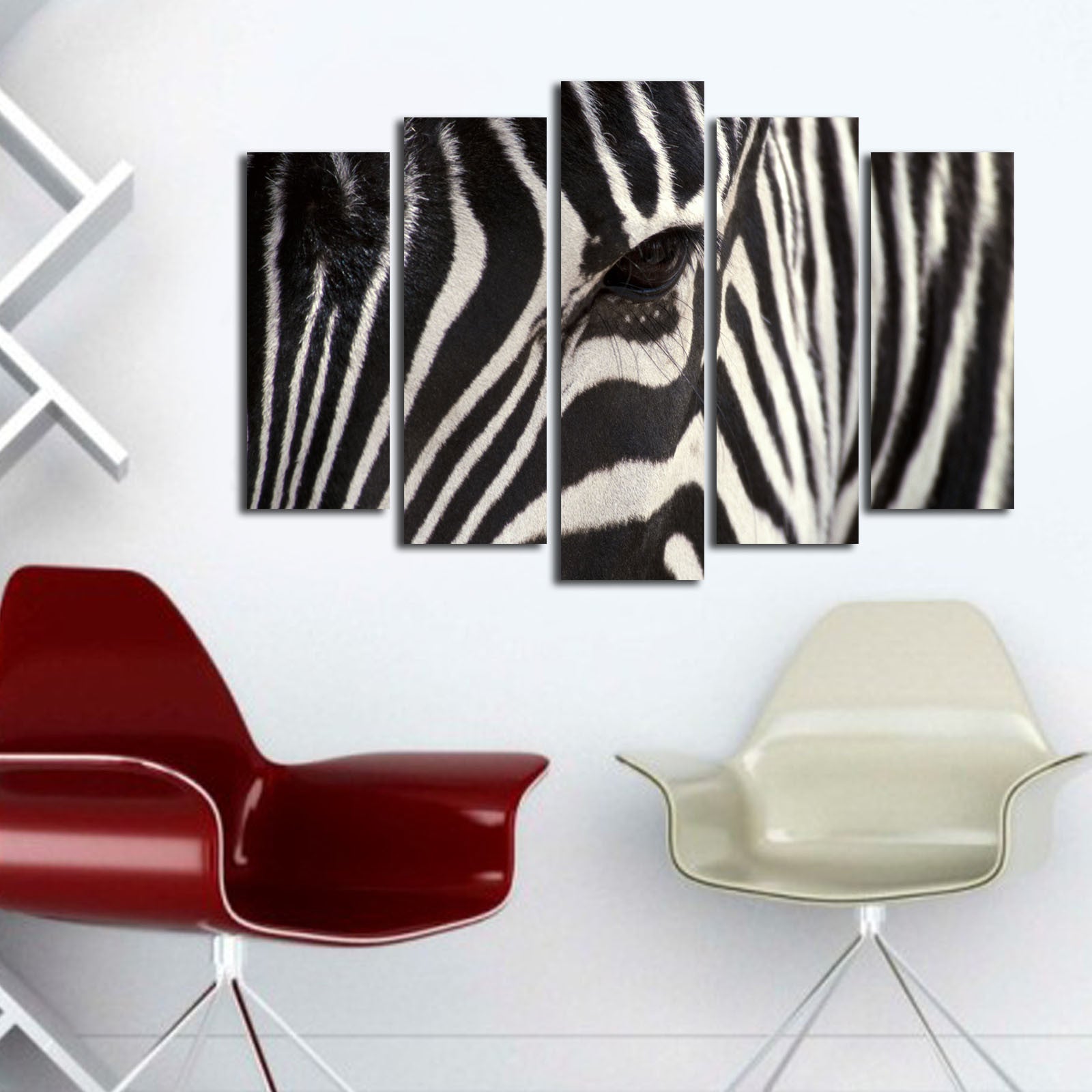 Quadro Decorativo em Tela Multicolor (Conjunto 5 Peças) – Camurça 100% com Moldura de Madeira, 70 x 105 cm