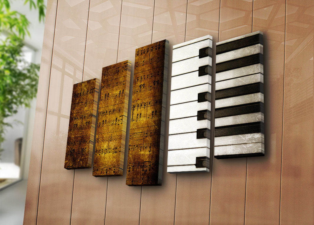 Conjunto de Quadros Decorativos em Tela (5 Peças) Multicolor 70x105 cm | Tela Suede 100% e Moldura de Madeira | 5PATK-33