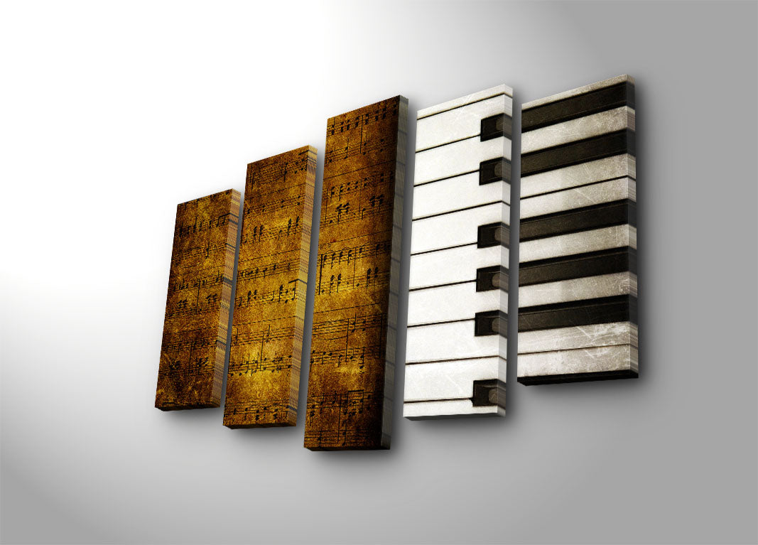 Conjunto de Quadros Decorativos em Tela (5 Peças) Multicolor 70x105 cm | Tela Suede 100% e Moldura de Madeira | 5PATK-33