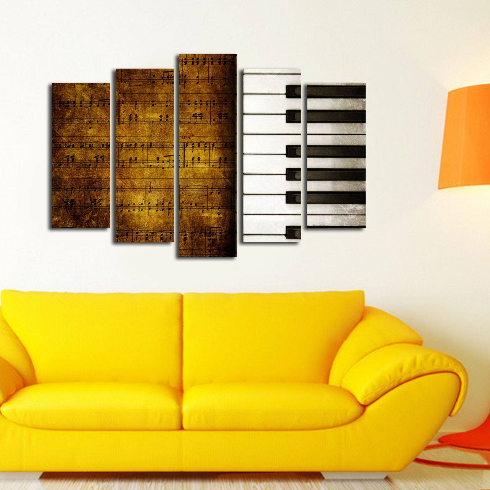 Conjunto de Quadros Decorativos em Tela (5 Peças) Multicolor 70x105 cm | Tela Suede 100% e Moldura de Madeira | 5PATK-33