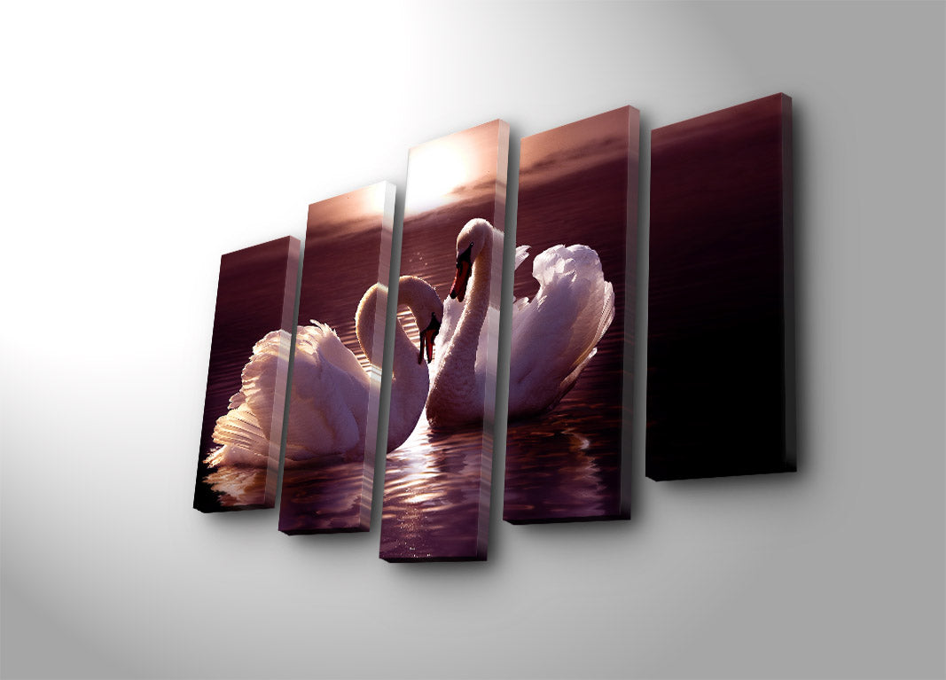 Quadro Decorativo em Tela Camurça 100% (Conjunto de 5 Peças) Multicolor — 70 x 105 cm — Moldura de Madeira 3 cm