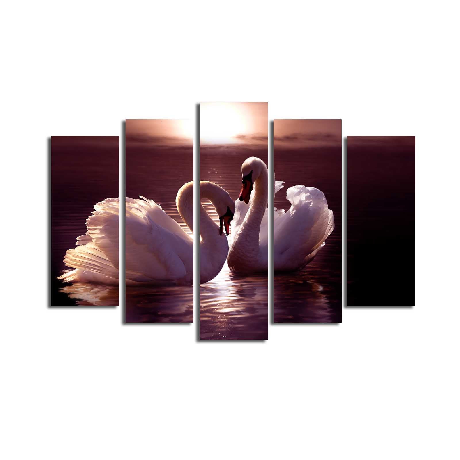 Quadro Decorativo em Tela Camurça 100% (Conjunto de 5 Peças) Multicolor — 70 x 105 cm — Moldura de Madeira 3 cm