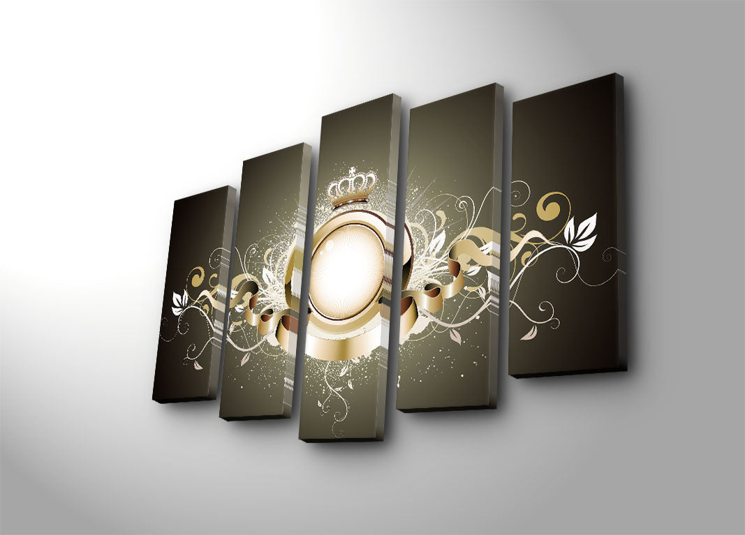 Quadro Decorativo Multicolor em Tela Suede 100% (5 Peças) 70x105 cm com Moldura em Madeira