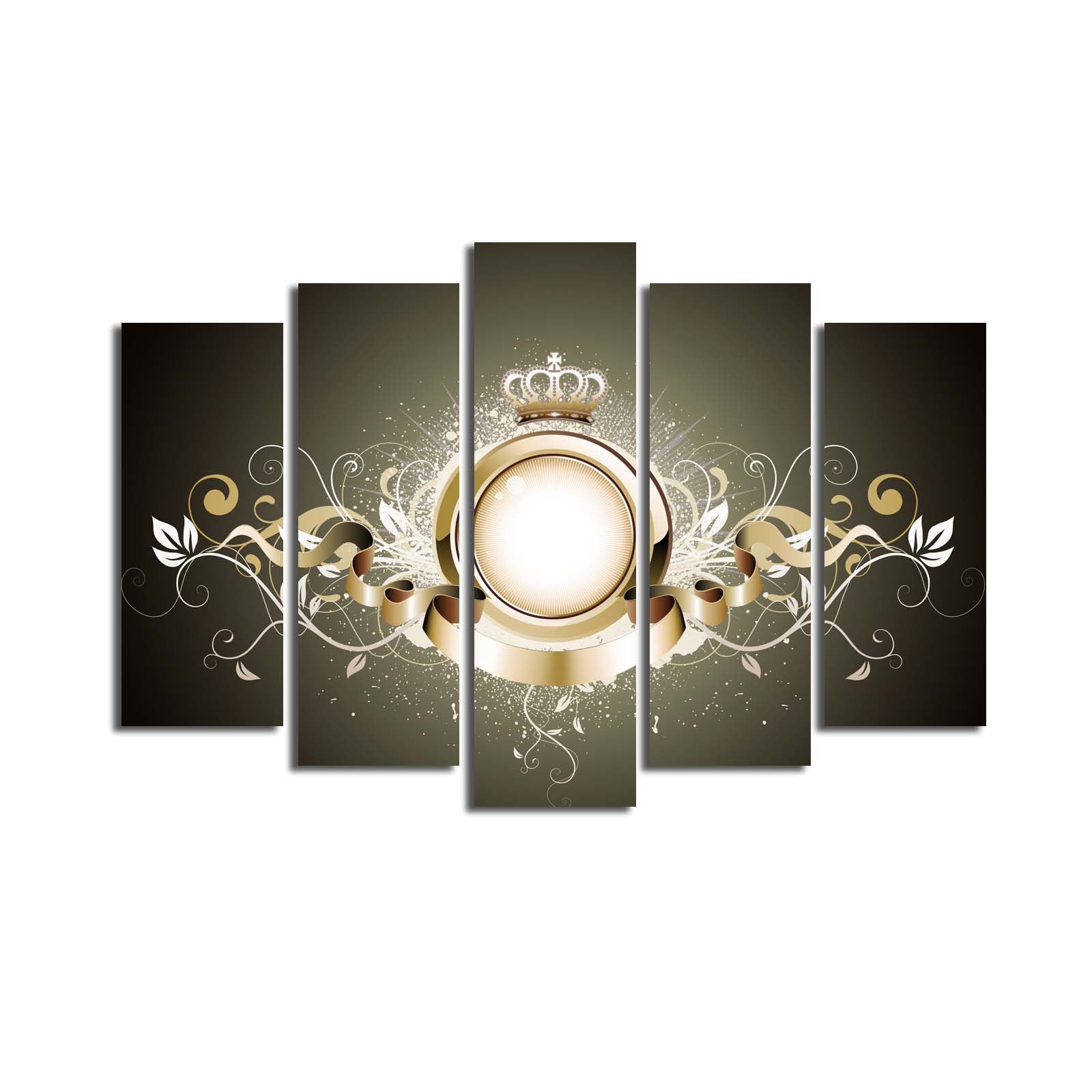 Quadro Decorativo Multicolor em Tela Suede 100% (5 Peças) 70x105 cm com Moldura em Madeira