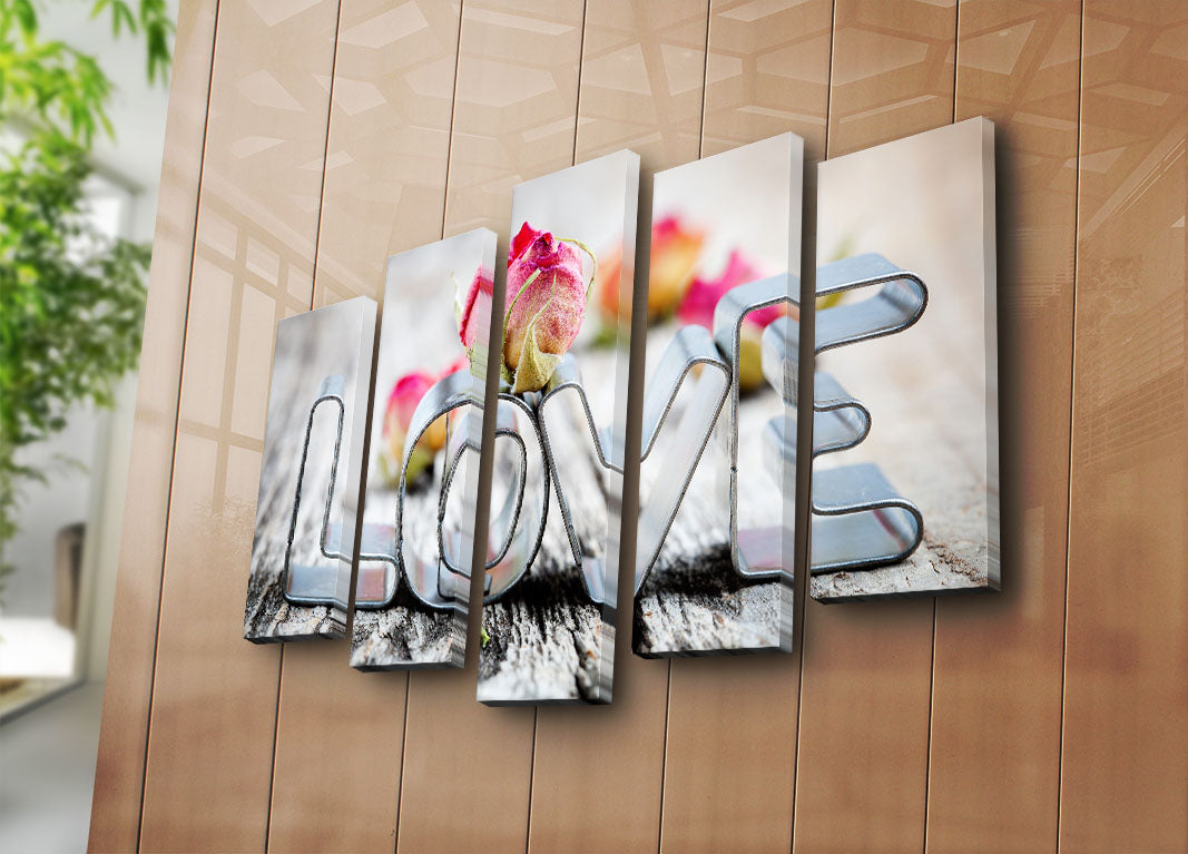 Tela Decorativa Multicolor (Conjunto de 5 Peças) – Camurça 100%, Moldura em Madeira, 70 x 105 cm