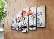 Tela Decorativa Multicolor (Conjunto de 5 Peças) – Camurça 100%, Moldura em Madeira, 70 x 105 cm