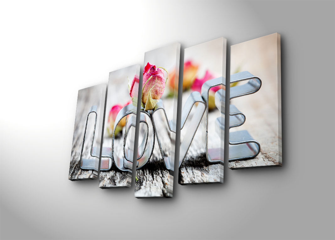 Tela Decorativa Multicolor (Conjunto de 5 Peças) – Camurça 100%, Moldura em Madeira, 70 x 105 cm