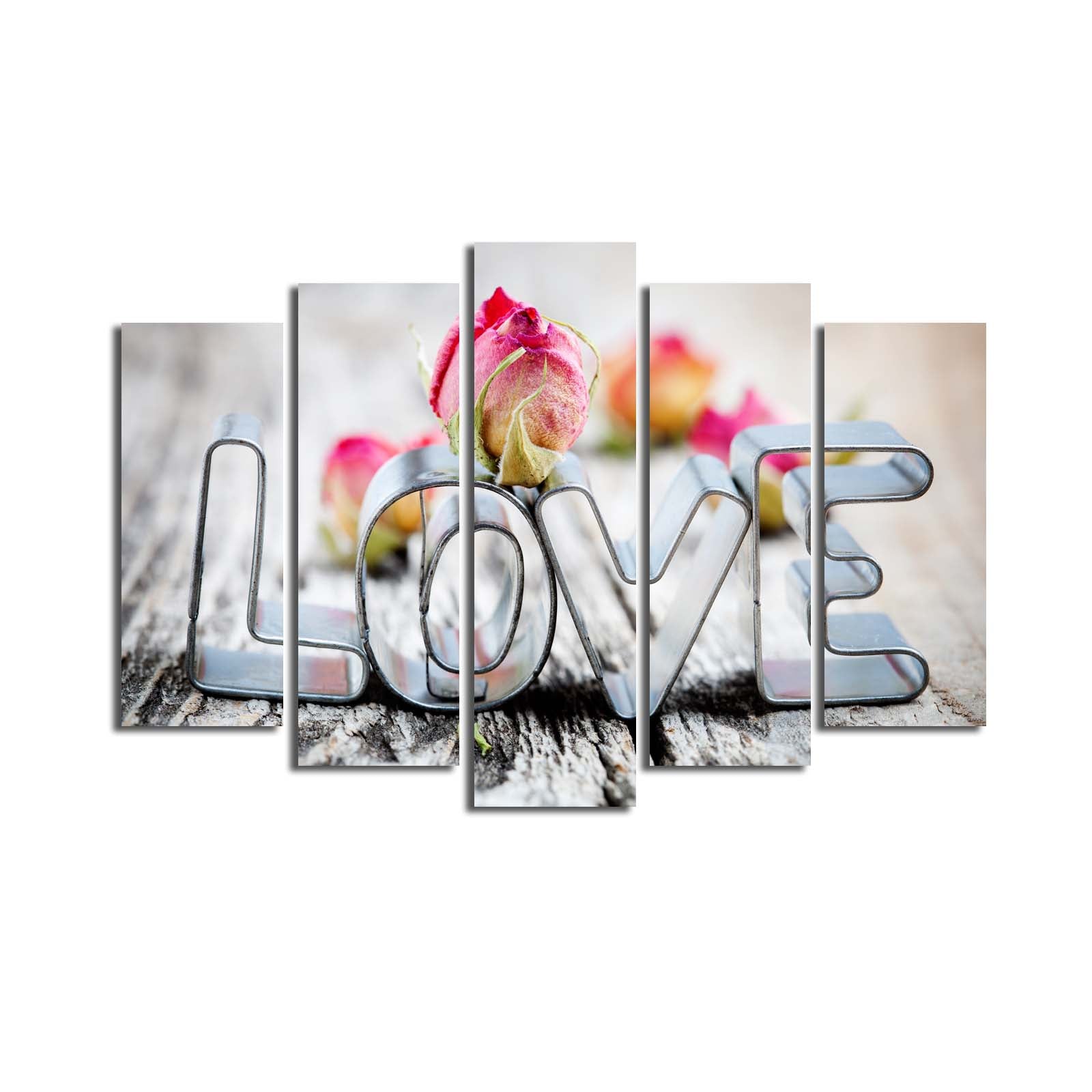 Tela Decorativa Multicolor (Conjunto de 5 Peças) – Camurça 100%, Moldura em Madeira, 70 x 105 cm