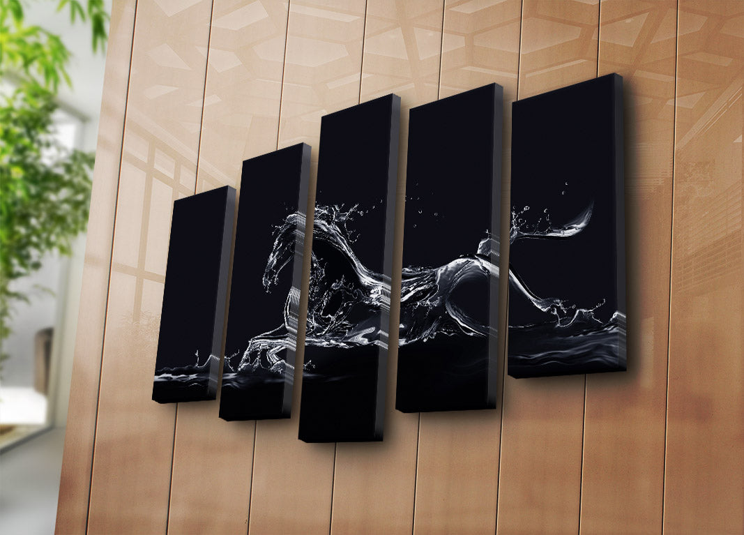 Conjunto de Quadros em Tela (5 Peças) Multicolor 70x105 cm | Tela Suede 100% | Moldura de Madeira 3 cm – 5PATK-40