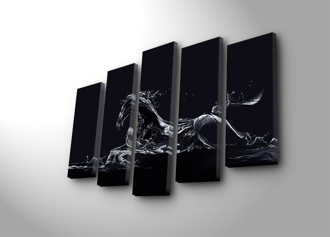 Conjunto de Quadros em Tela (5 Peças) Multicolor 70x105 cm | Tela Suede 100% | Moldura de Madeira 3 cm – 5PATK-40