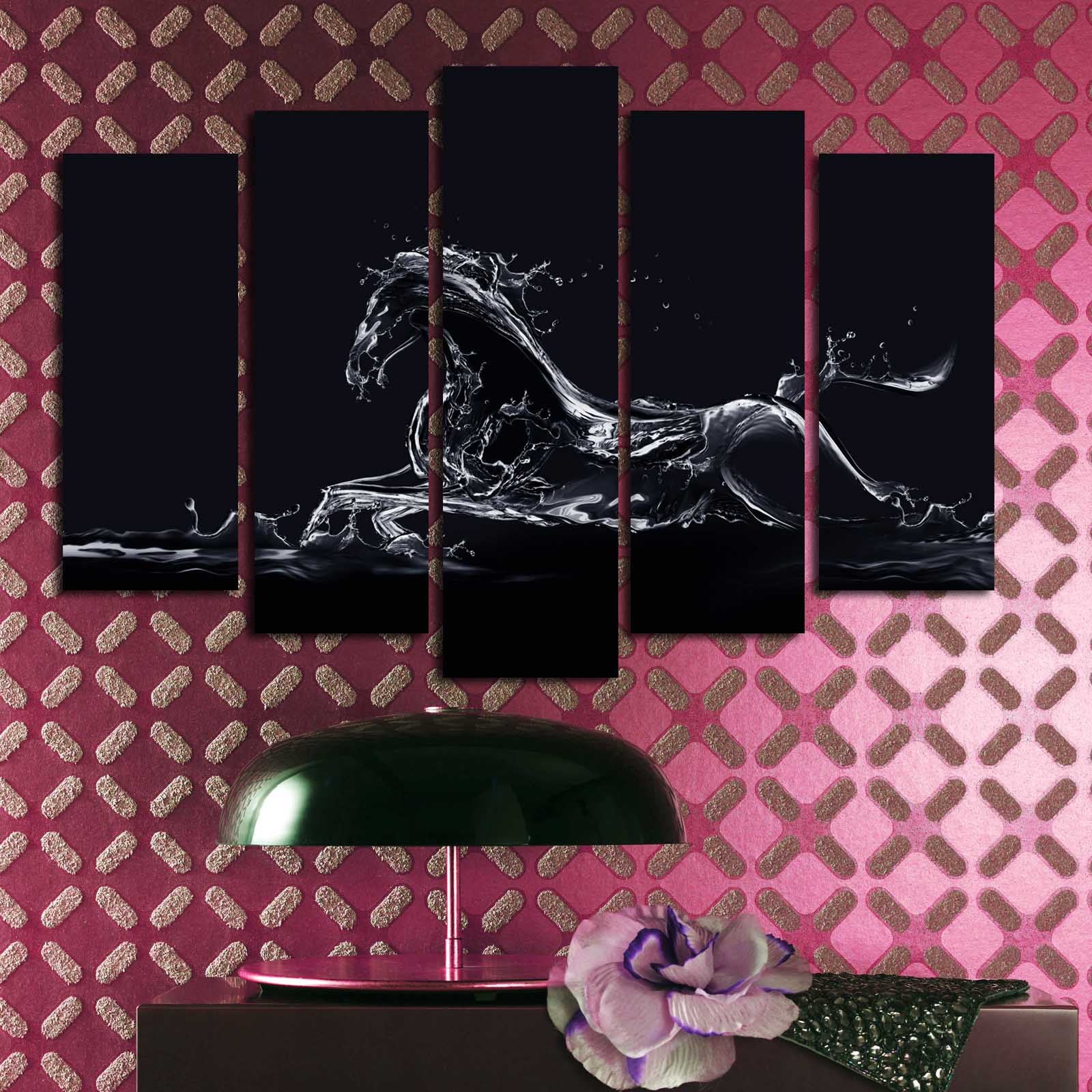 Conjunto de Quadros em Tela (5 Peças) Multicolor 70x105 cm | Tela Suede 100% | Moldura de Madeira 3 cm – 5PATK-40