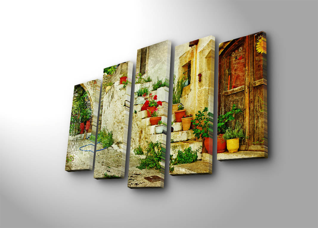 Quadro Decorativo em Tela Suede Multicolor (5 Peças) com Moldura 100% Madeira 3 cm – 70 x 105 cm