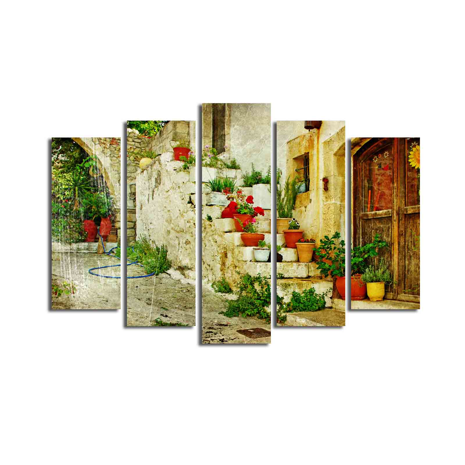 Quadro Decorativo em Tela Suede Multicolor (5 Peças) com Moldura 100% Madeira 3 cm – 70 x 105 cm