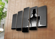 Quadro Decorativo em Tela (5 Peças) Multicolor 70x105 cm — Suede Canvas, Moldura 100% Madeira (5PATK-42)