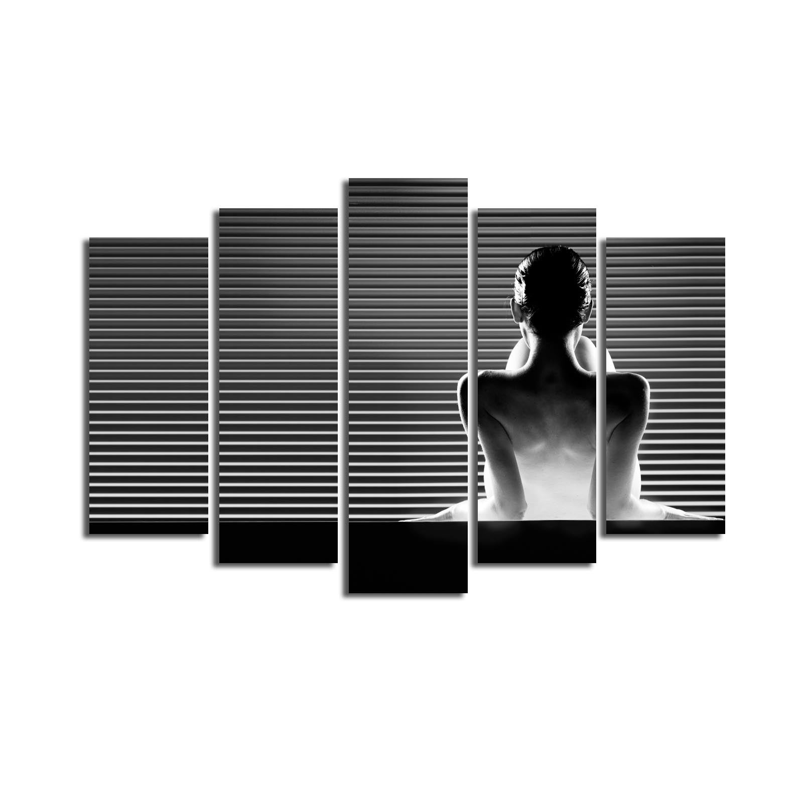 Quadro Decorativo em Tela (5 Peças) Multicolor 70x105 cm — Suede Canvas, Moldura 100% Madeira (5PATK-42)