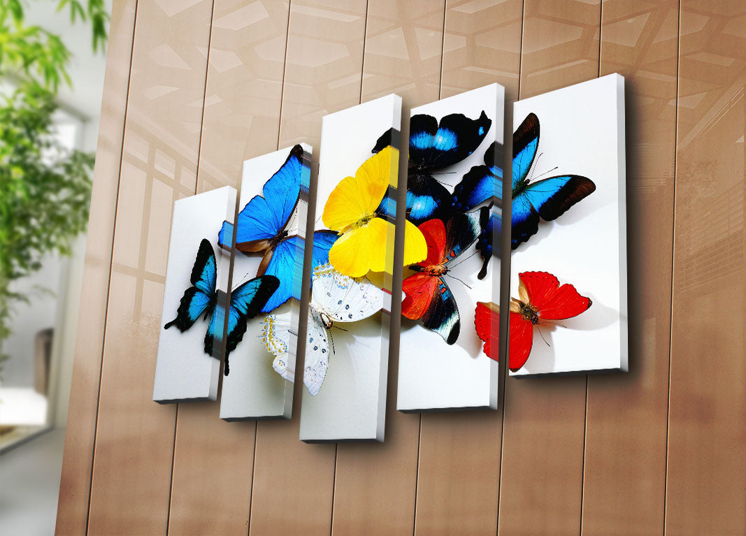 Quadro Decorativo em Tela 5 Peças Multicolor — Suede 100% com Moldura em Madeira (70 x 105 cm)