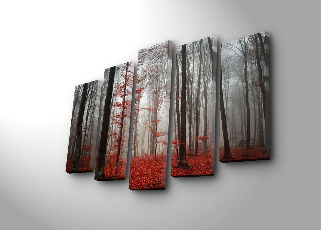 Quadro Decorativo em Tela 5 Peças Multicolor — 70x105 cm, Tela de Camurça 100%, Moldura de Madeira 3 cm