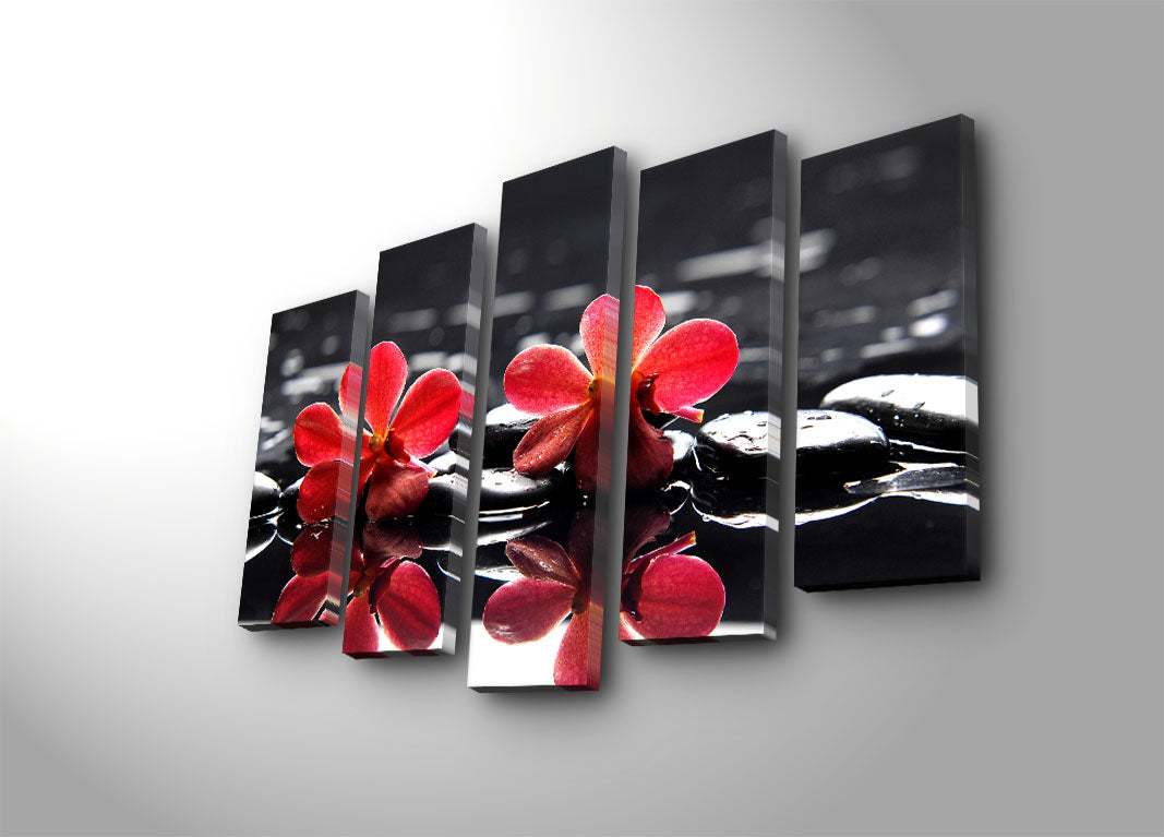 Quadro Decorativo em Tela 5 Peças Multicolor 70x105 cm | Suede 100% e Moldura de Madeira | 5PATK-45