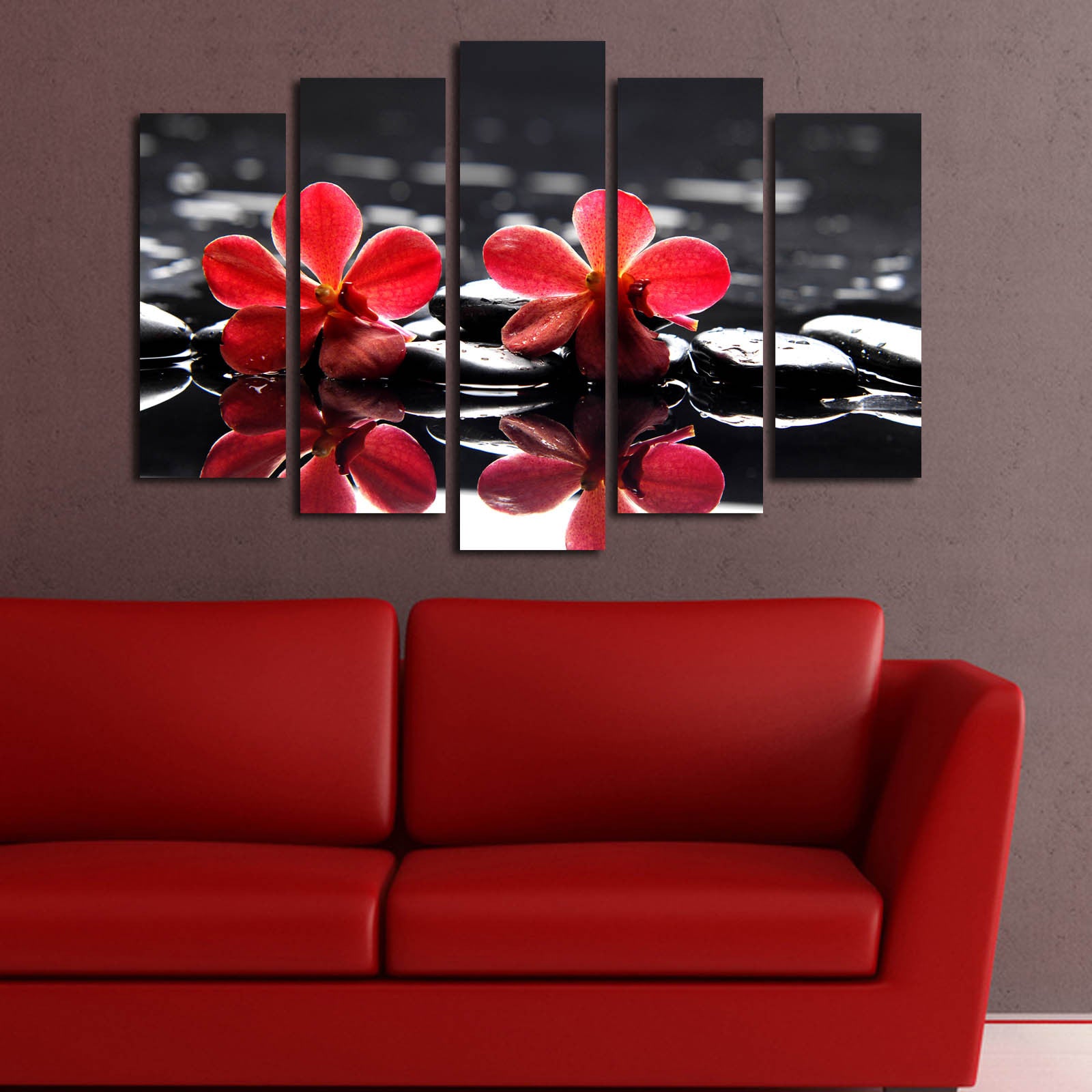 Quadro Decorativo em Tela 5 Peças Multicolor 70x105 cm | Suede 100% e Moldura de Madeira | 5PATK-45