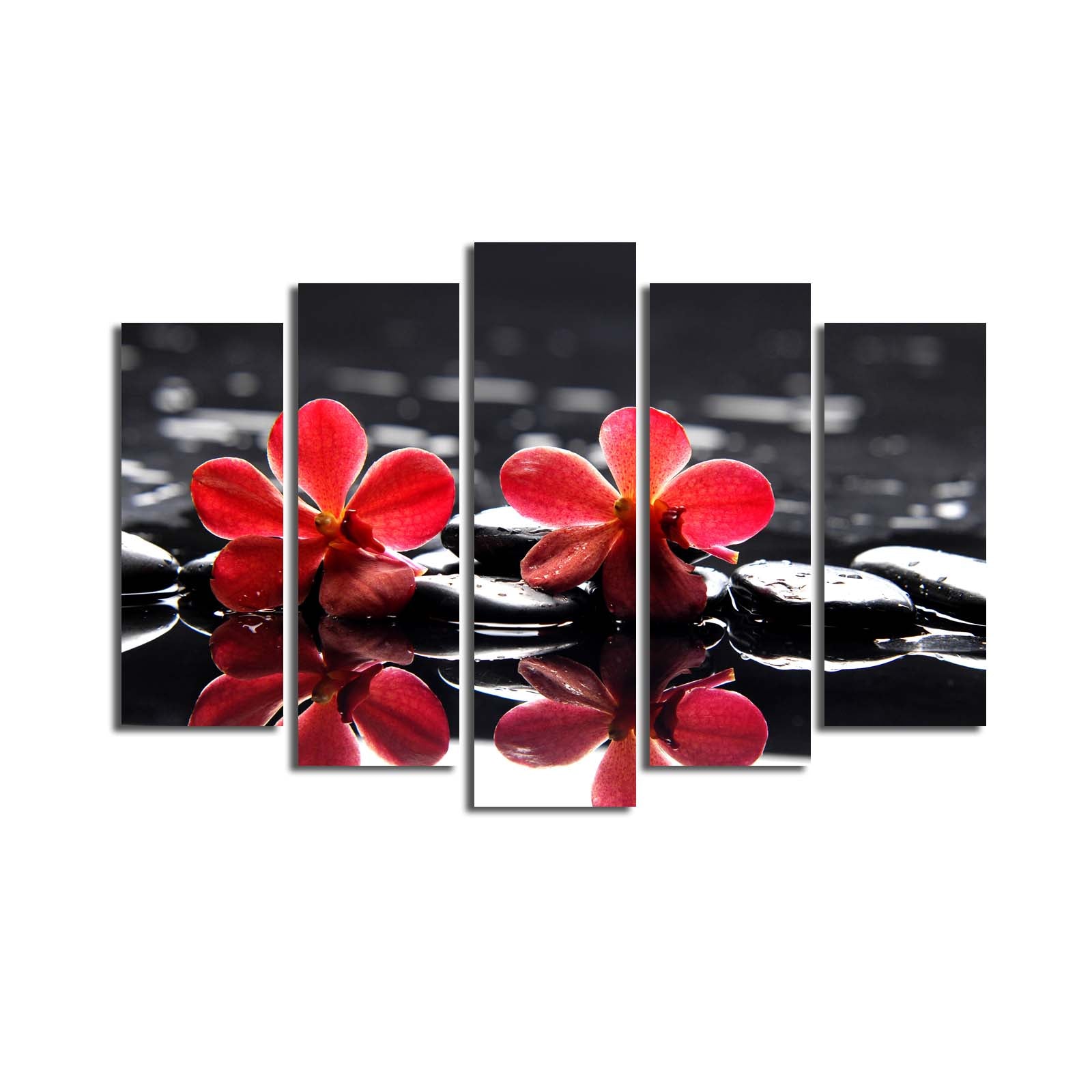 Quadro Decorativo em Tela 5 Peças Multicolor 70x105 cm | Suede 100% e Moldura de Madeira | 5PATK-45