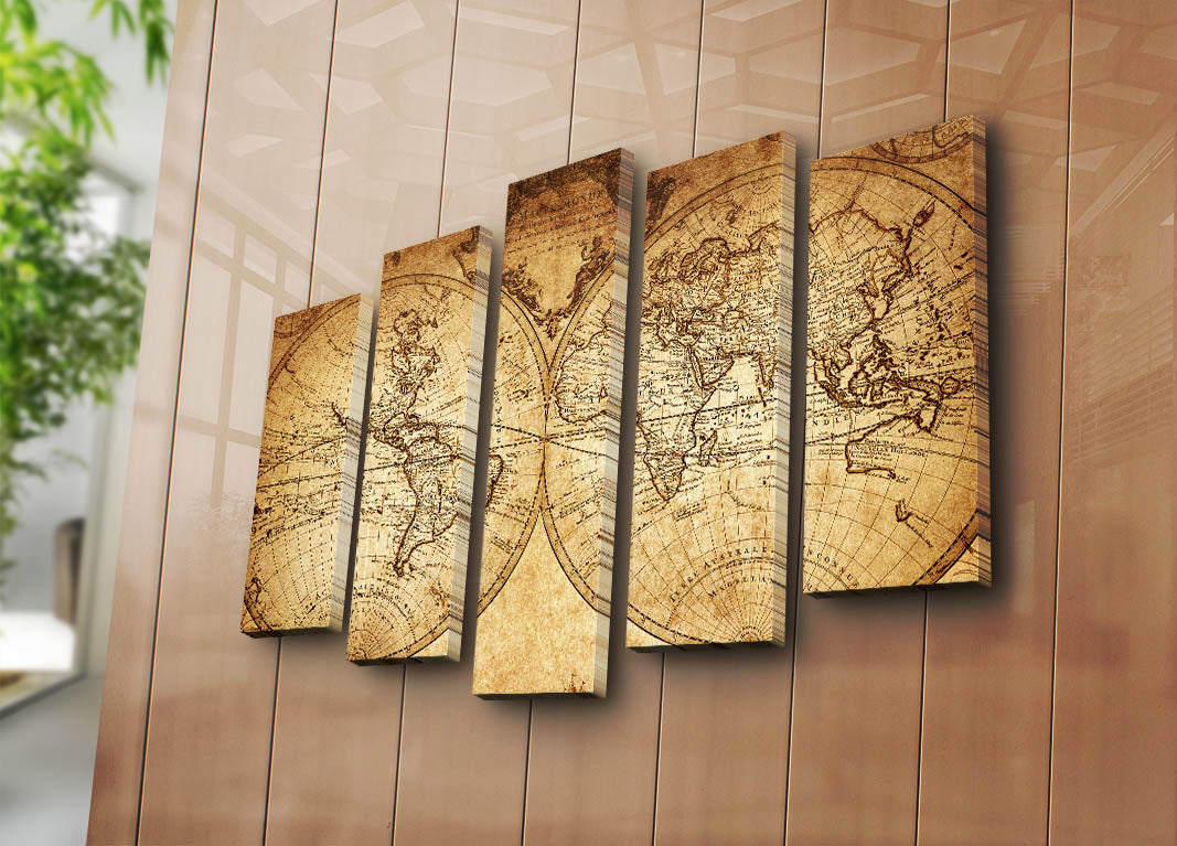 Quadro Decorativo em Tela (5 Peças) Multicolor 70 x 105 cm | Tela de Camurça 100% com Moldura de Madeira 3 cm – 5PATK-46