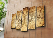 Quadro Decorativo em Tela (5 Peças) Multicolor 70 x 105 cm | Tela de Camurça 100% com Moldura de Madeira 3 cm – 5PATK-46