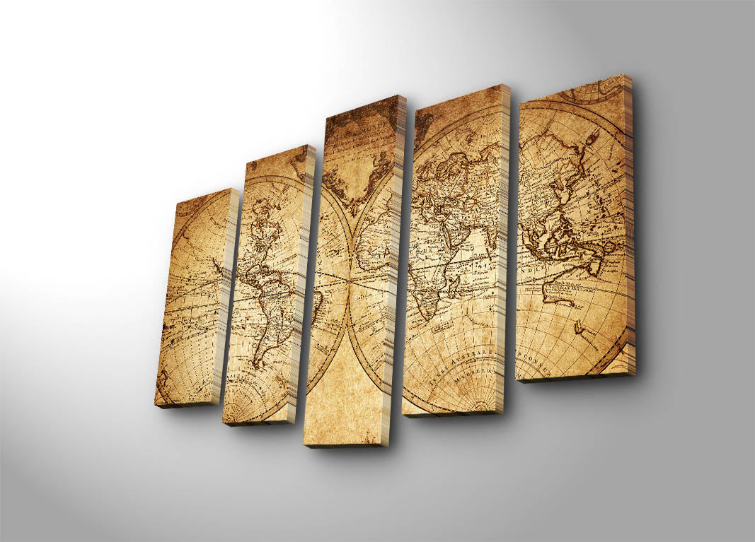 Quadro Decorativo em Tela (5 Peças) Multicolor 70 x 105 cm | Tela de Camurça 100% com Moldura de Madeira 3 cm – 5PATK-46