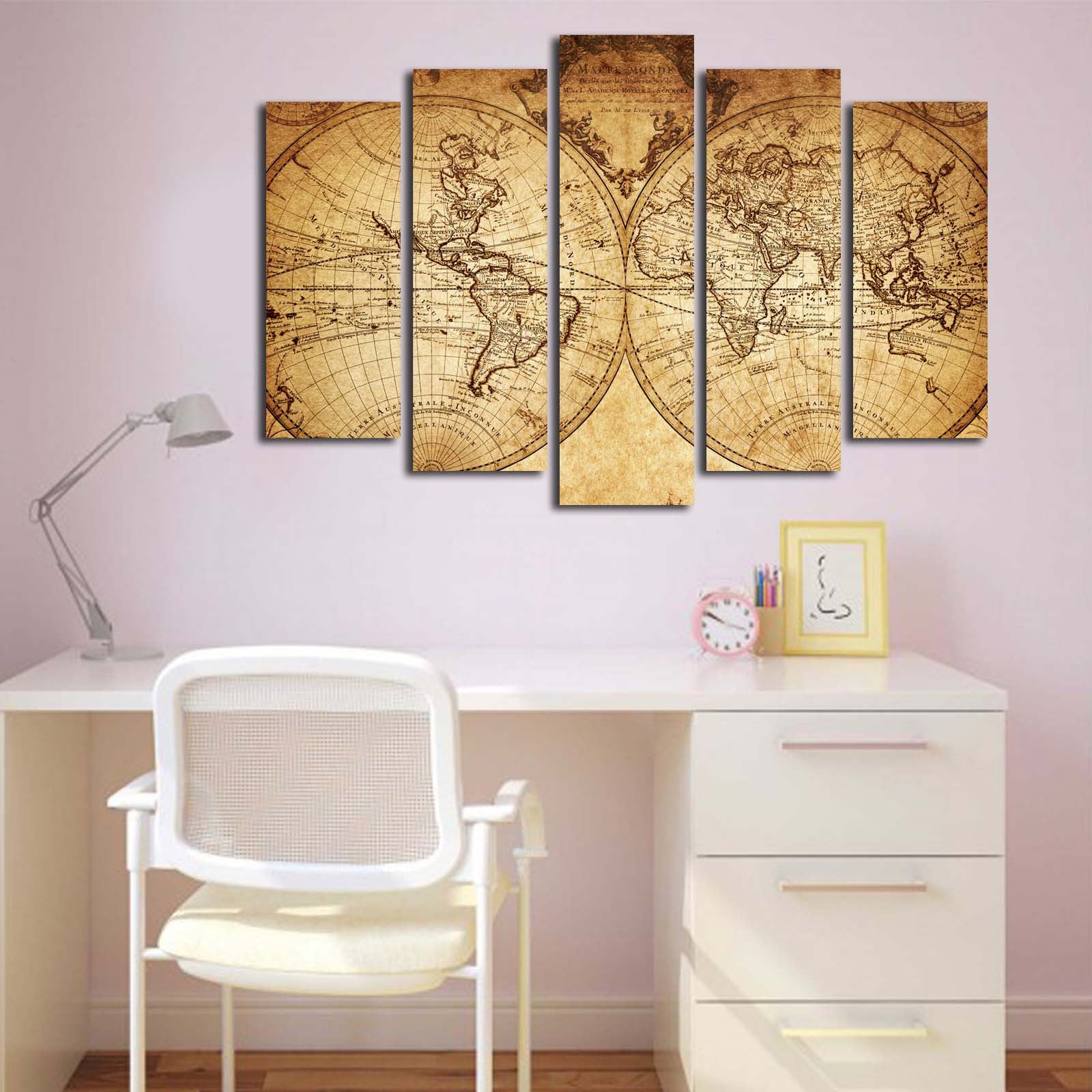 Quadro Decorativo em Tela (5 Peças) Multicolor 70 x 105 cm | Tela de Camurça 100% com Moldura de Madeira 3 cm – 5PATK-46