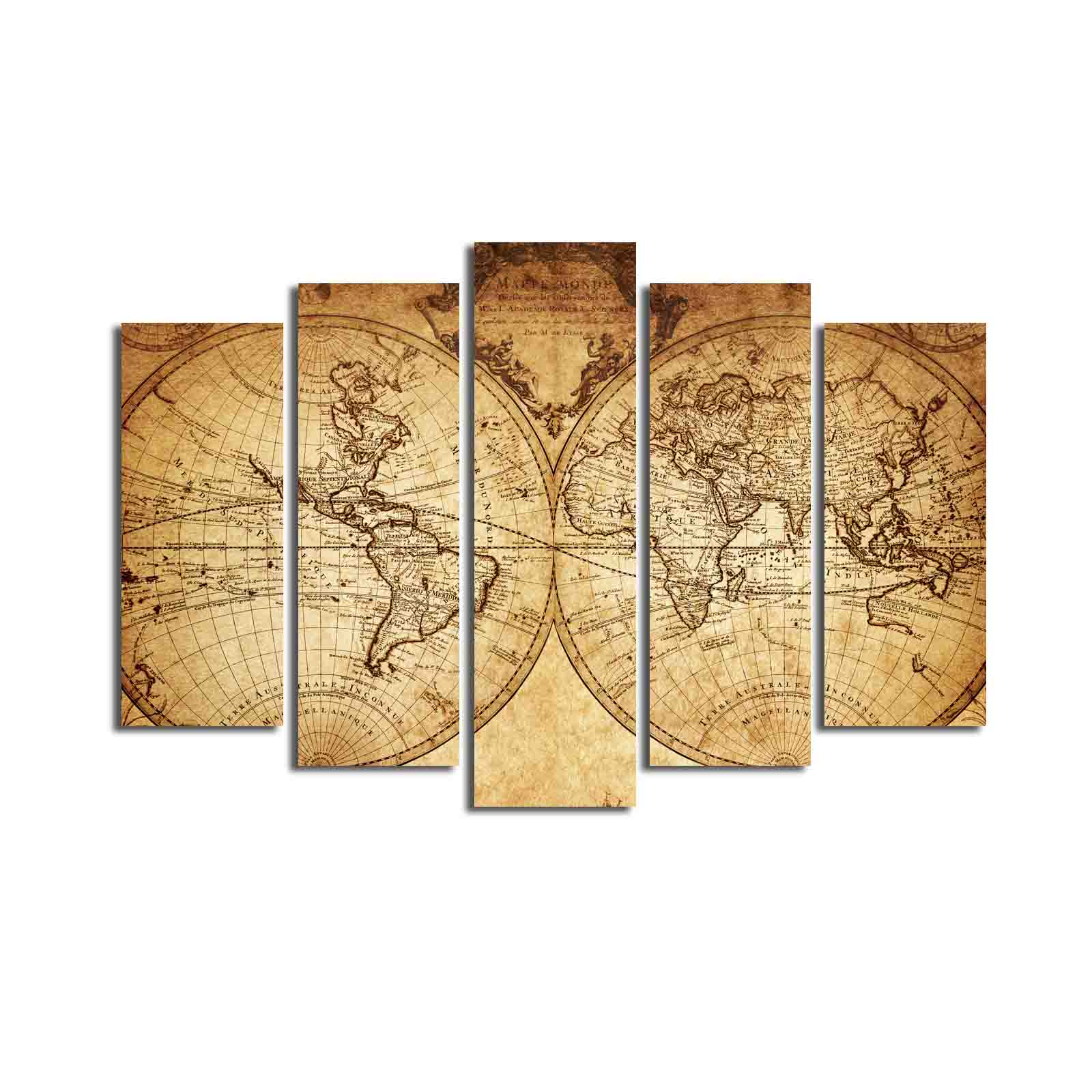 Quadro Decorativo em Tela (5 Peças) Multicolor 70 x 105 cm | Tela de Camurça 100% com Moldura de Madeira 3 cm – 5PATK-46