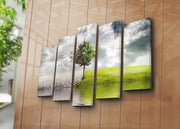 Quadro Decorativo em Tela Suede 100% (Conjunto de 5 Peças), Multicolor, 70x105 cm, Moldura de Madeira 3 cm – 5PATK-48