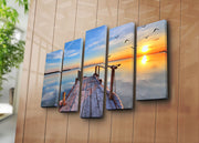 Quadro Decorativo em Tela Multicor (5 Peças) 70x105 cm – Camurça 100% e Moldura de Madeira 3 cm | 5PATK-49