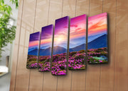 Quadro Decorativo em Tela (5 Peças) Multicolor – 100% Suede Canvas, Moldura de Madeira, Tamanho Total 70 x 105 cm | 5PATK-51