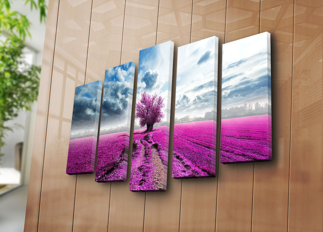 Quadro Decorativo em Tela (Conjunto de 5 Peças) Multicolorido – 70 x 105 cm – Moldura 100% Madeira