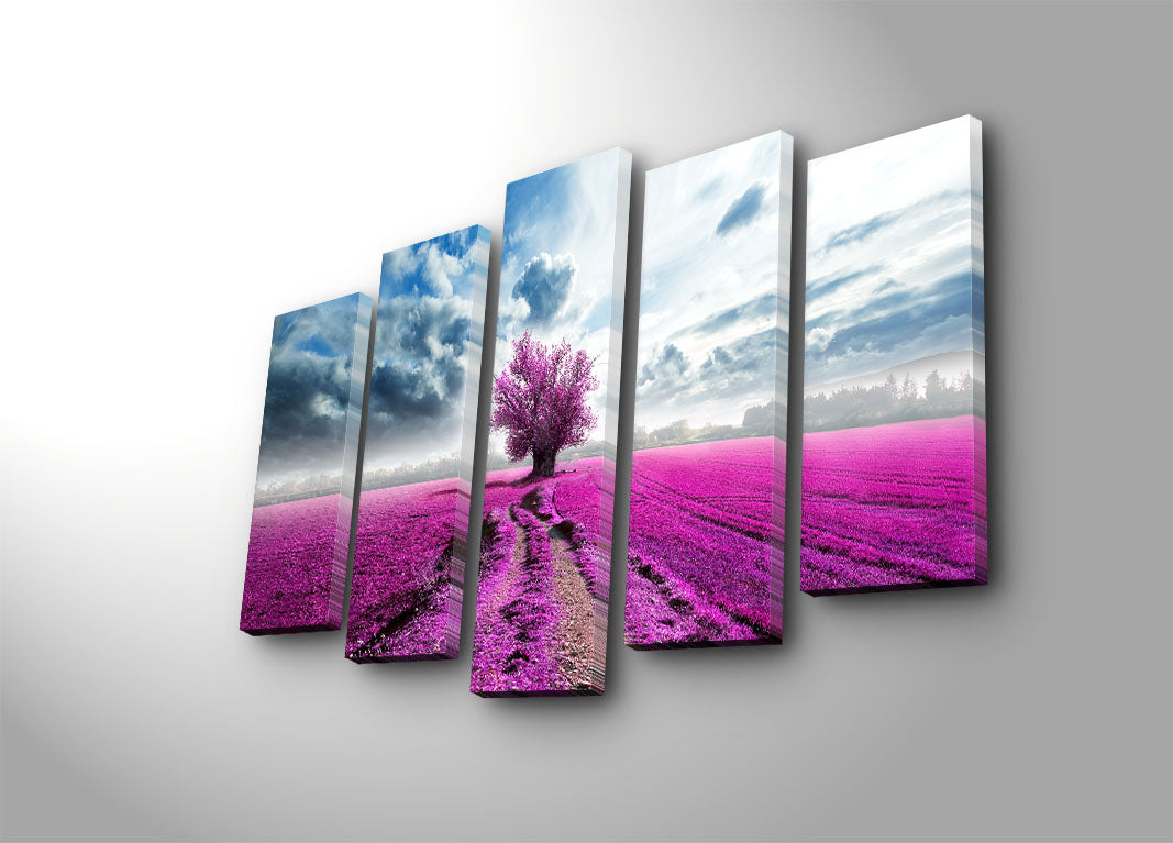 Quadro Decorativo em Tela (Conjunto de 5 Peças) Multicolorido – 70 x 105 cm – Moldura 100% Madeira