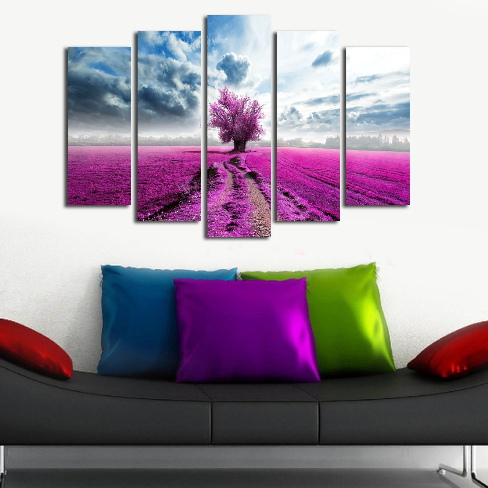 Quadro Decorativo em Tela (Conjunto de 5 Peças) Multicolorido – 70 x 105 cm – Moldura 100% Madeira