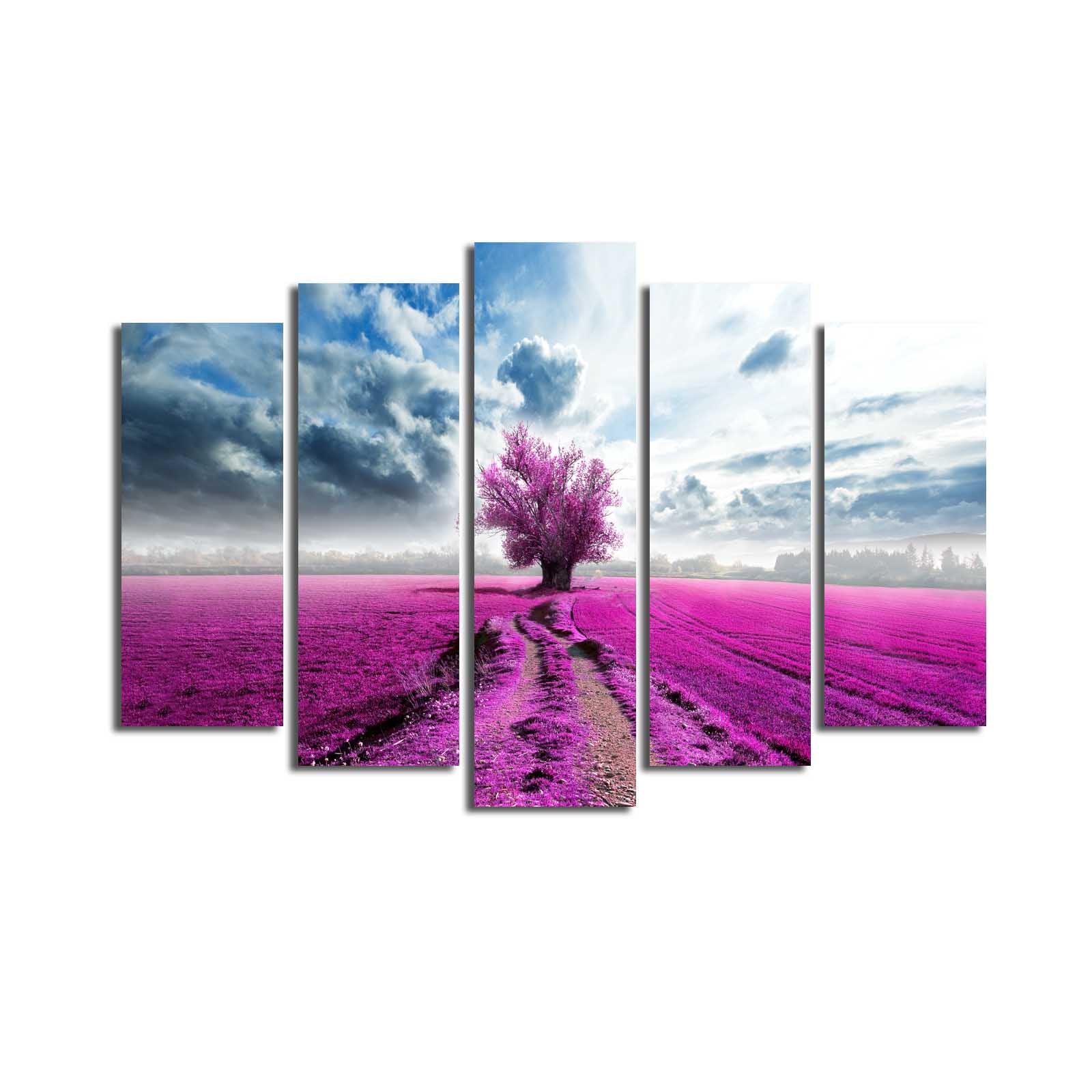 Quadro Decorativo em Tela (Conjunto de 5 Peças) Multicolorido – 70 x 105 cm – Moldura 100% Madeira