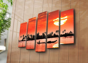 Quadro Decorativo em Tela (5 Peças) Multicolor – Suede 100% com Moldura de Madeira, 70x105 cm