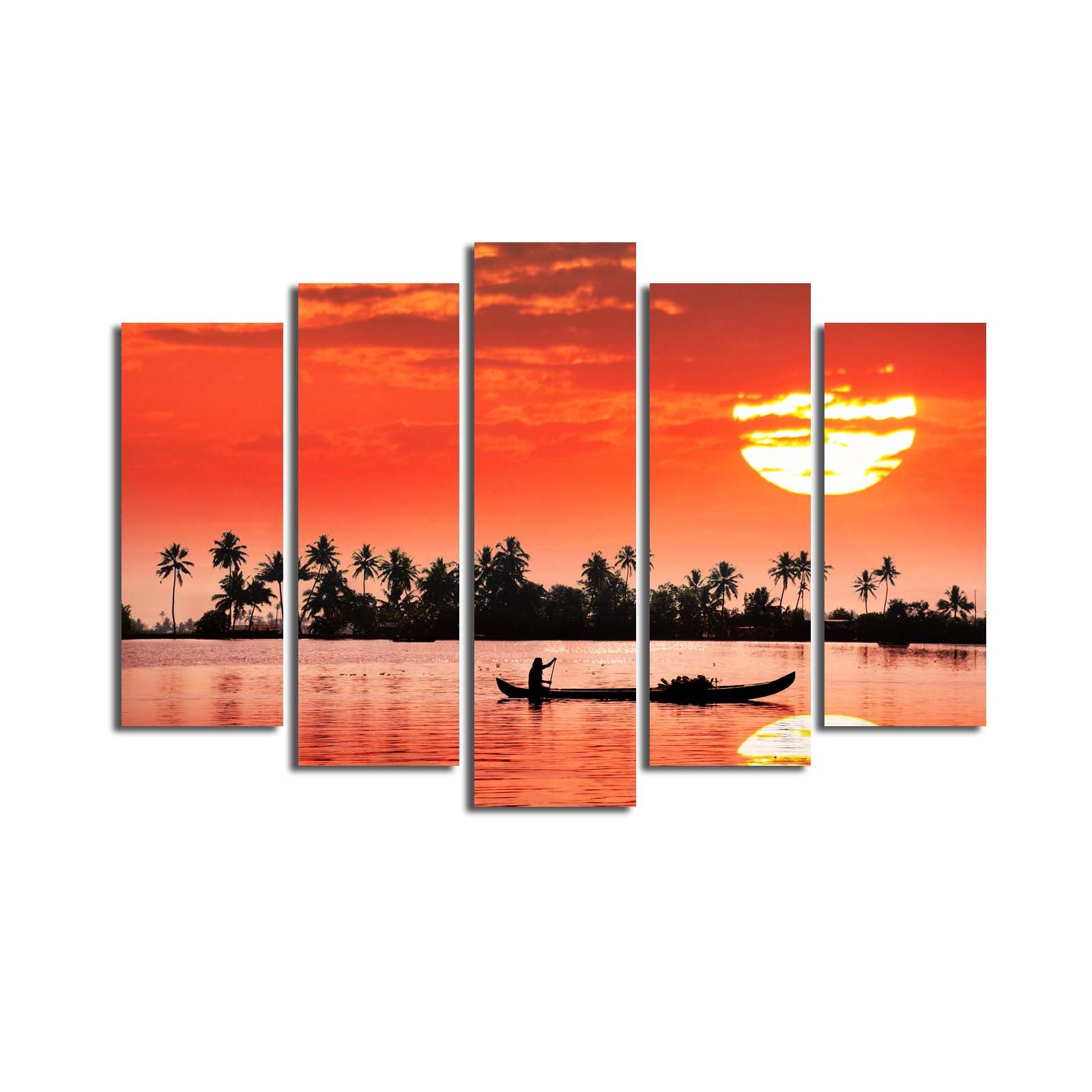 Quadro Decorativo em Tela (5 Peças) Multicolor – Suede 100% com Moldura de Madeira, 70x105 cm