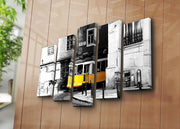 Quadro Decorativo 5 Peças Multicolor 100% Camurça com Moldura de Madeira – 70 x 105 cm