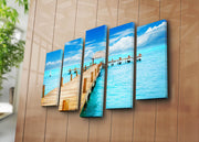 Quadro Decorativo em Tela (Conjunto de 5 Peças) Multicolor – Camurça 100% com Moldura de Madeira 3 cm – 70 x 105 cm